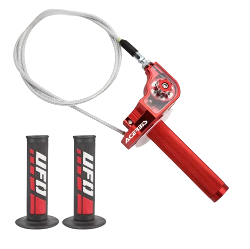 Universal 7/8" Aluminum Throttle Assembly & Cable Kit with UFO Grips