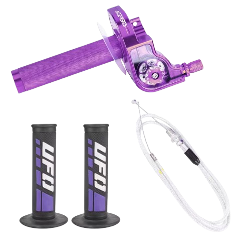 Universal 7/8" Aluminum Throttle Assembly & Cable Kit with UFO Grips