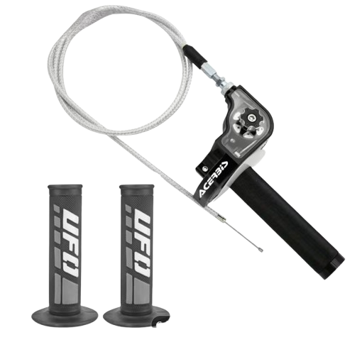 Universal 7/8" Aluminum Throttle Assembly & Cable Kit with UFO Grips