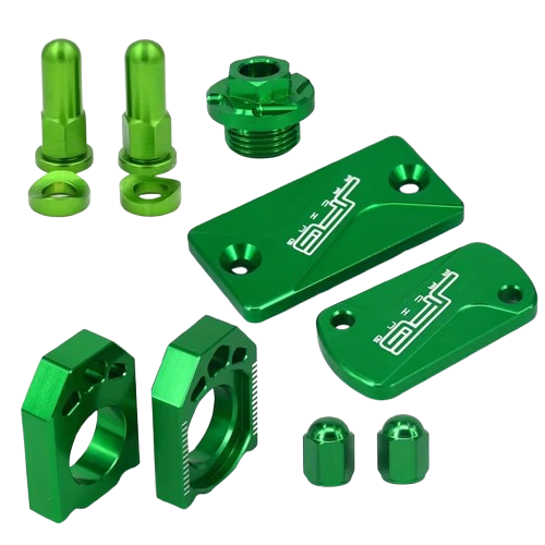 Green CNC Billet Aluminum Accessory Pack for Kawasaki KX250F / KX450F