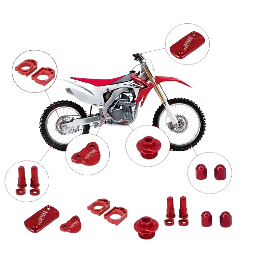 Red CNC Billet Aluminum Accessory Pack for Honda